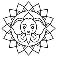 un elefante en un mandala colorante página vector