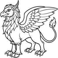 A cartoon griffin with wings and a long tail vector
