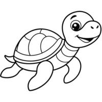 Turtle coloring pages for kids vector