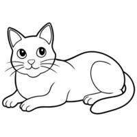 A cat laying down coloring pages vector