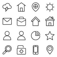 16 realistic icon set of essential icons home, search, user, settings, notifications, vector