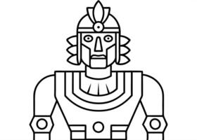 robotic atlante of tula tolteca, illustration line art vector