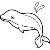 a whale with a spout of water shooting from its blowhole, illustration line art vector