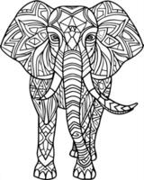 An elephant coloring page with geometric patterns vector