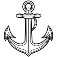 An anchor is drawn in black and white on a white background vector