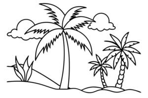 Palm trees and palm trees coloring pages vector