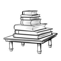 A drawing of a stack of books on a table vector