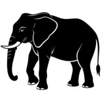An elephant is standing in a black and white silhouette vector