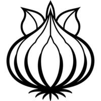 An onion with leaves and leaves on it vector