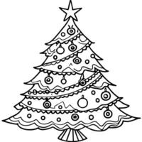 Christmas tree coloring pages vector