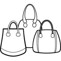Three purses coloring pages vector