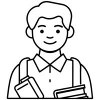 A boy with books in his hand and a backpack vector