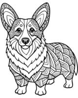A dog coloring page with a patterned design vector