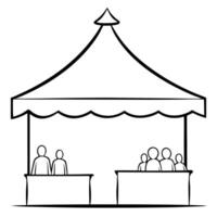 A tent with people inside and outside vector