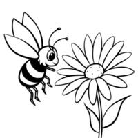 Bee coloring pages for kids vector