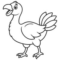A cartoon bird with a beak and wings coloring page vector