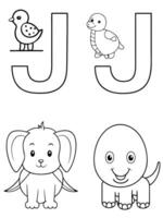 Letter j coloring pages for kids vector