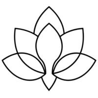 A black and white outline of a lotus flower vector