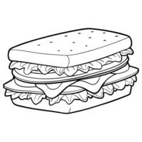 A sandwich is shown in this coloring page vector