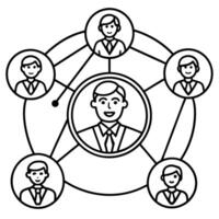 Business network diagram with people connected to each other vector