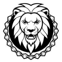 Lion head in a circle with a wreath vector
