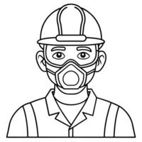 A man in a hard hat and protective mask vector