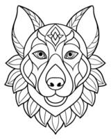 A dog head with geometric patterns on it vector