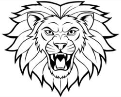 Lion head with open mouth coloring pages vector