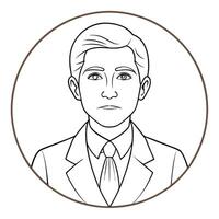 A man in a suit and tie is shown in a circle vector
