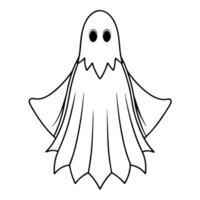 A ghost with a long face and eyes is shown in this coloring page vector