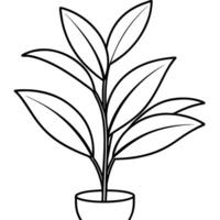 Plant in pot coloring page vector