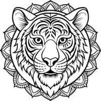 Tiger mandala coloring page vector