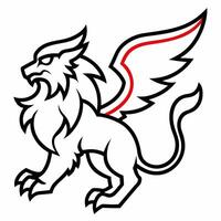 A red and white lion with wings vector