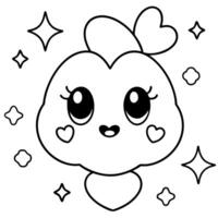 kawaii mimic chest with extra big shiny eyes and hearts, stars and clouds around, vector