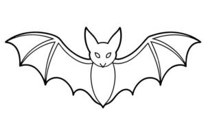 A bat coloring page with a black outline vector
