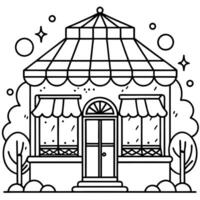 A black and white drawing of a house with a window vector