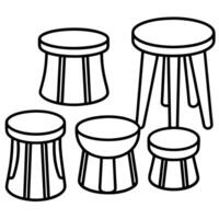 Coloring pages for children with stools vector