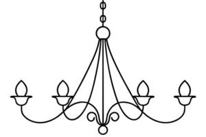A black and white drawing of a chandelier vector