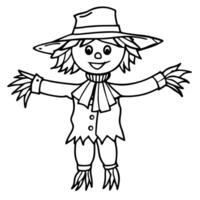 scarecrow white background, illustration line art vector