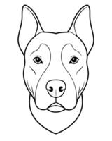 A dog's head is outlined in black and white vector