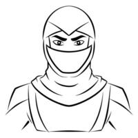 Ninja face with hoodie and mask vector