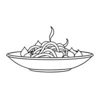 Spaghetti in a bowl with a fork and knife vector