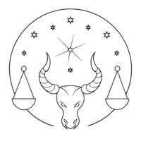 The zodiac sign libra with a bull head and scales vector