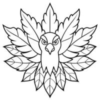 An eagle with leaves on its head coloring page vector