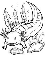 An axolotl in the ocean coloring pages vector