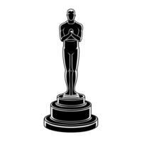 The oscar statue is shown in black and white vector