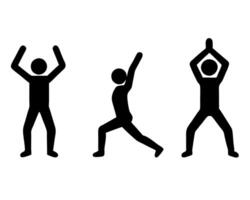 Three people doing yoga poses on a white background vector
