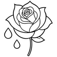 A rose with drops coloring page vector