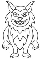 A coloring page of a monster with big eyes vector