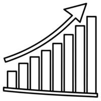 A graph chart with an arrow going up vector